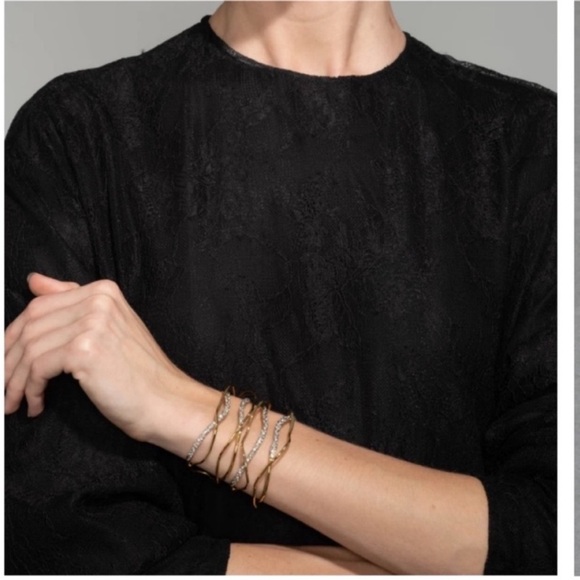 ALEXIS BITTAR • Solanales Gold Silver Crystal Cuff Bracelet - Picture 14 of 16